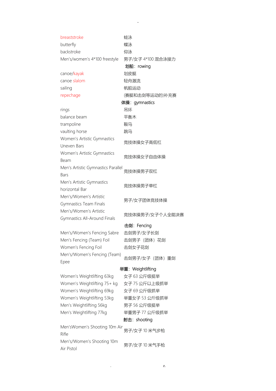 奥运会运动项目英文名称汇总_第2页