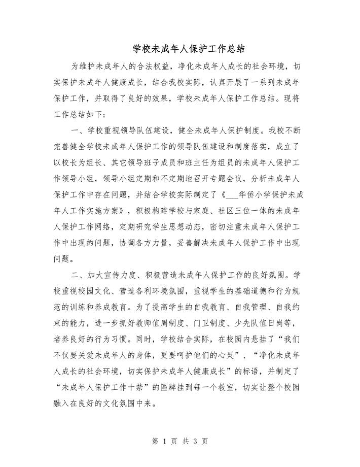 学校未成年人保护工作总结