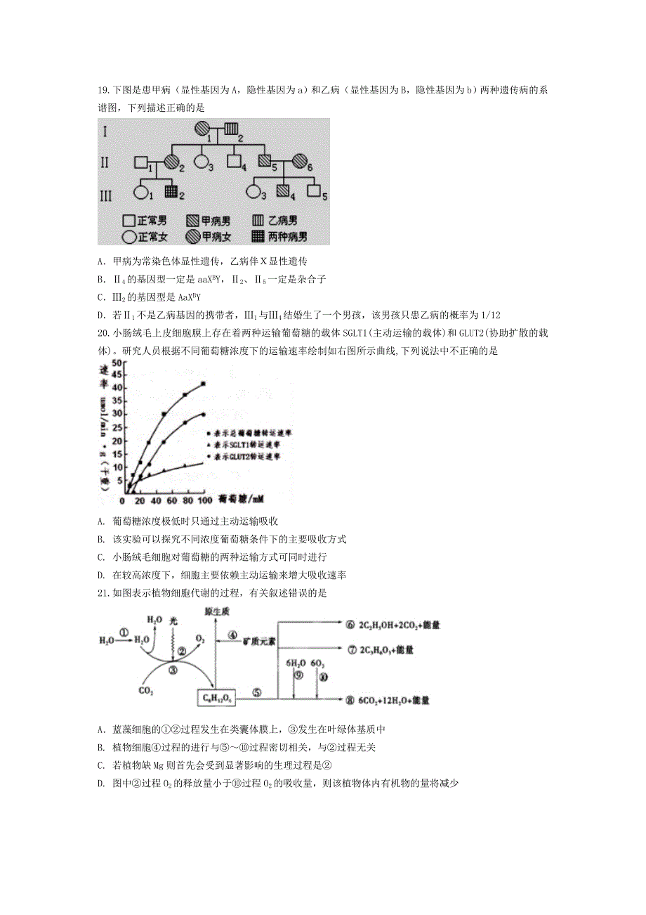 2022年高三上学期实验班第二次月考理综生物试题 含答案_第2页