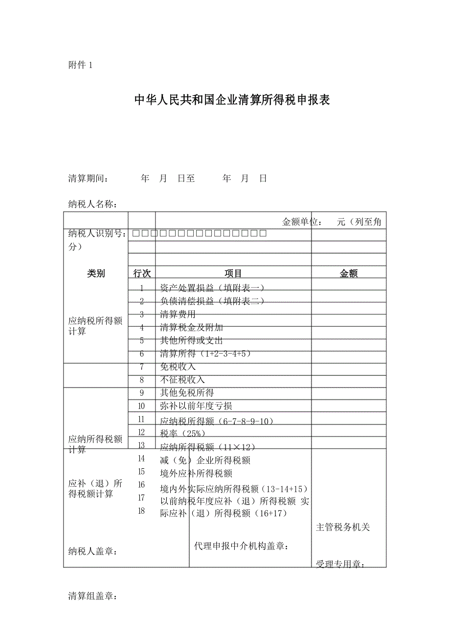 (完整版)注销清算四表_第1页