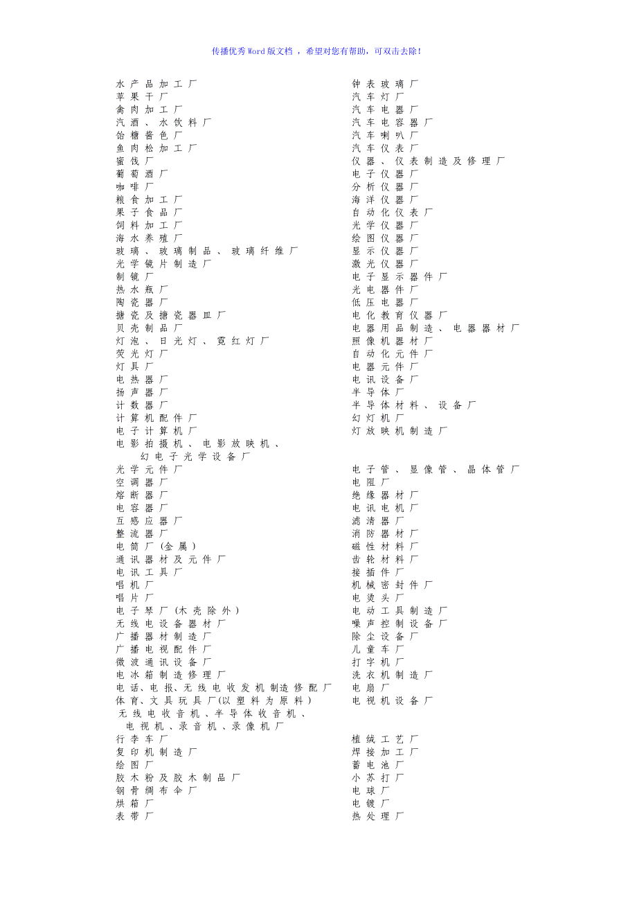 工业险级别划分原则及工业险级别表Word编辑_第4页