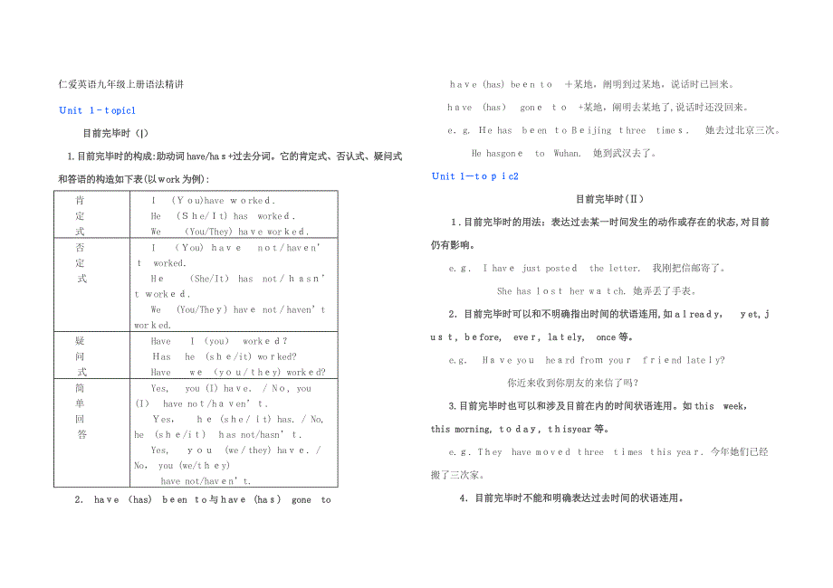 仁爱英语九年级上册语法精讲_第1页