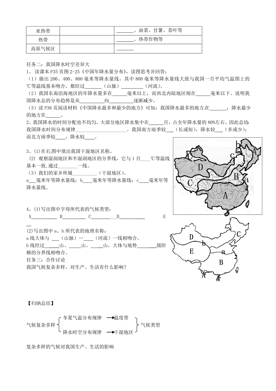 精修版山东省泰安市岱岳区徂徕镇第一中学八年级地理上册 2.2 中国的气候学案一湘教版_第2页