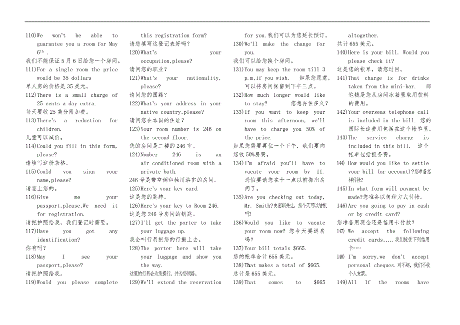 500句酒店常用英语_第3页