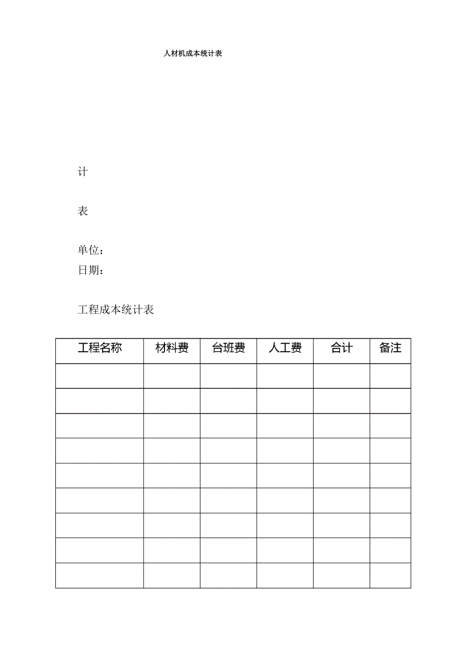 人材机成本统计表_第1页