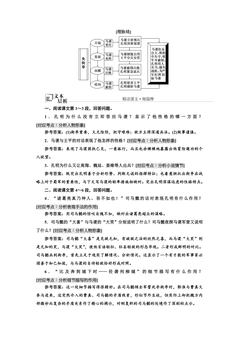 【名校精品】高中语文粤教版必修四教学案：第三单元 第12课 失街亭 Word版含答案_第4页