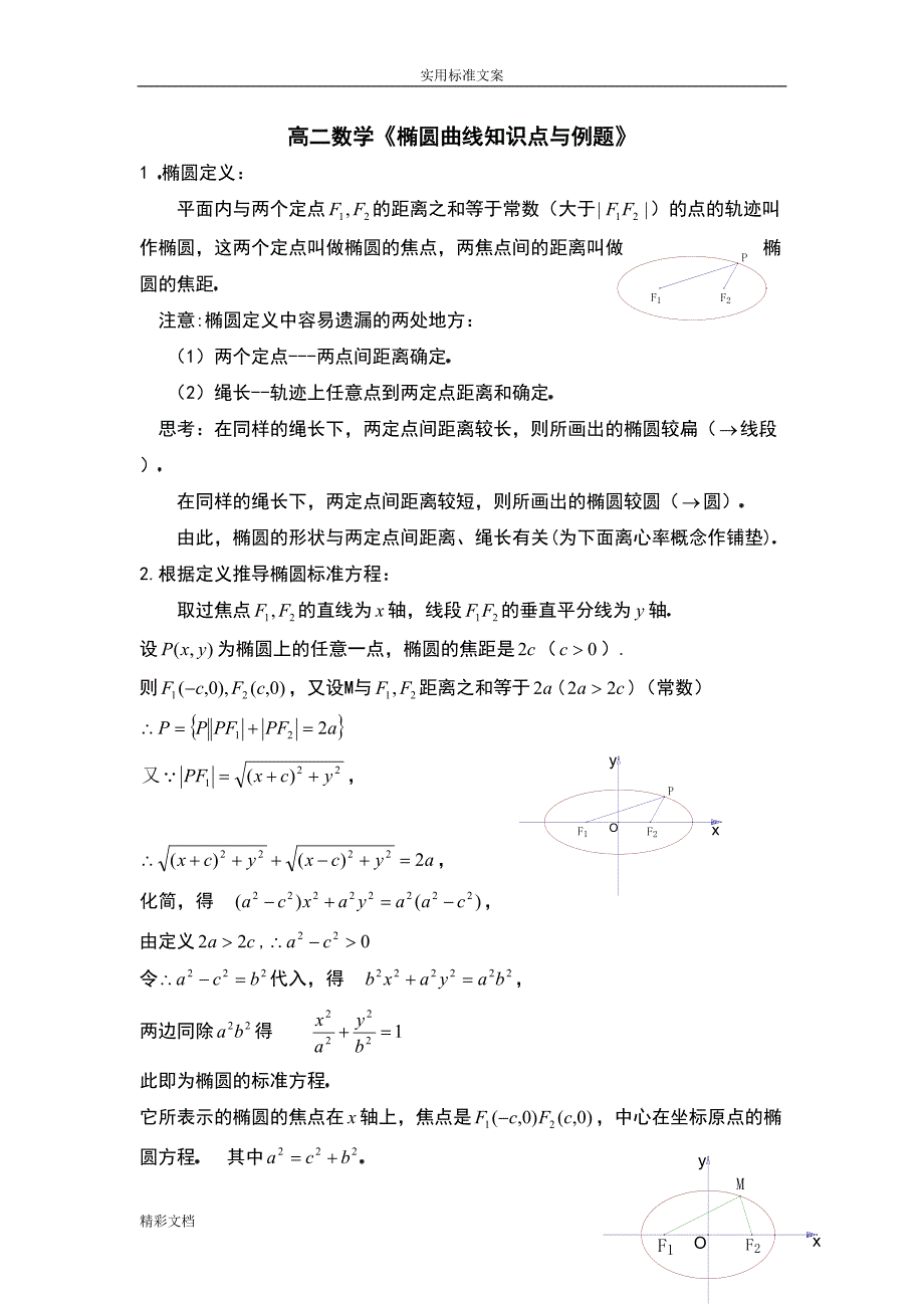 高二数学椭圆的知识点与例的题目(DOC 11页)_第1页