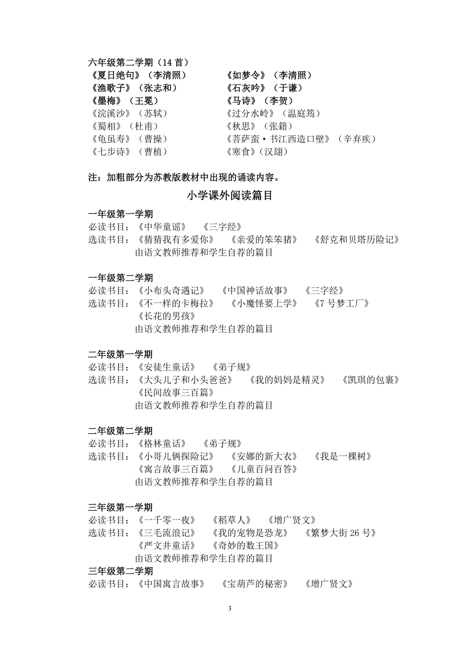 小学必背必读篇目_第3页