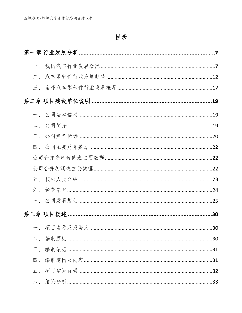 蚌埠汽车流体管路项目建议书【参考模板】_第1页