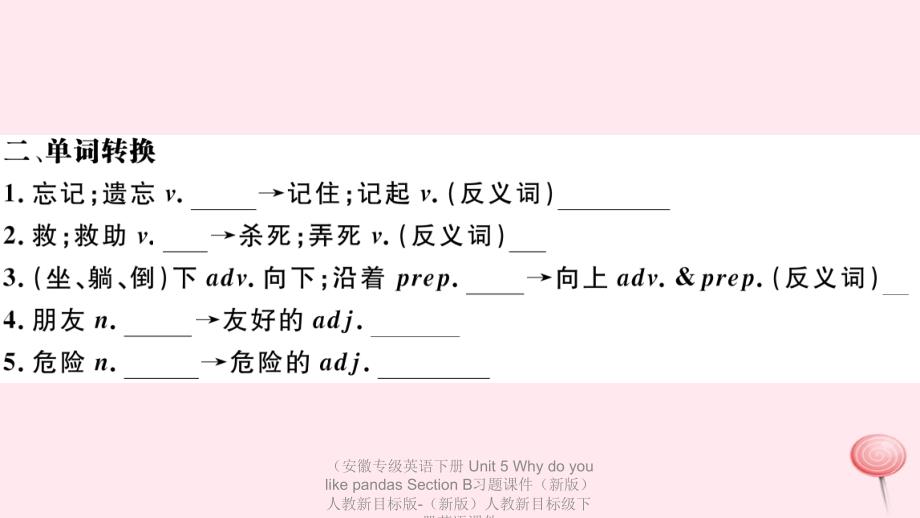 专级英语下册Unit5WhydoyoulikepandasSectionB习题课件新版_第3页