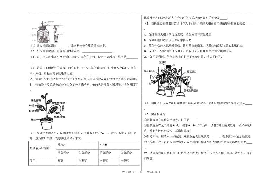 浙教版八年级科学光合作用试卷精选(含答案)1(DOC 15页)_第5页