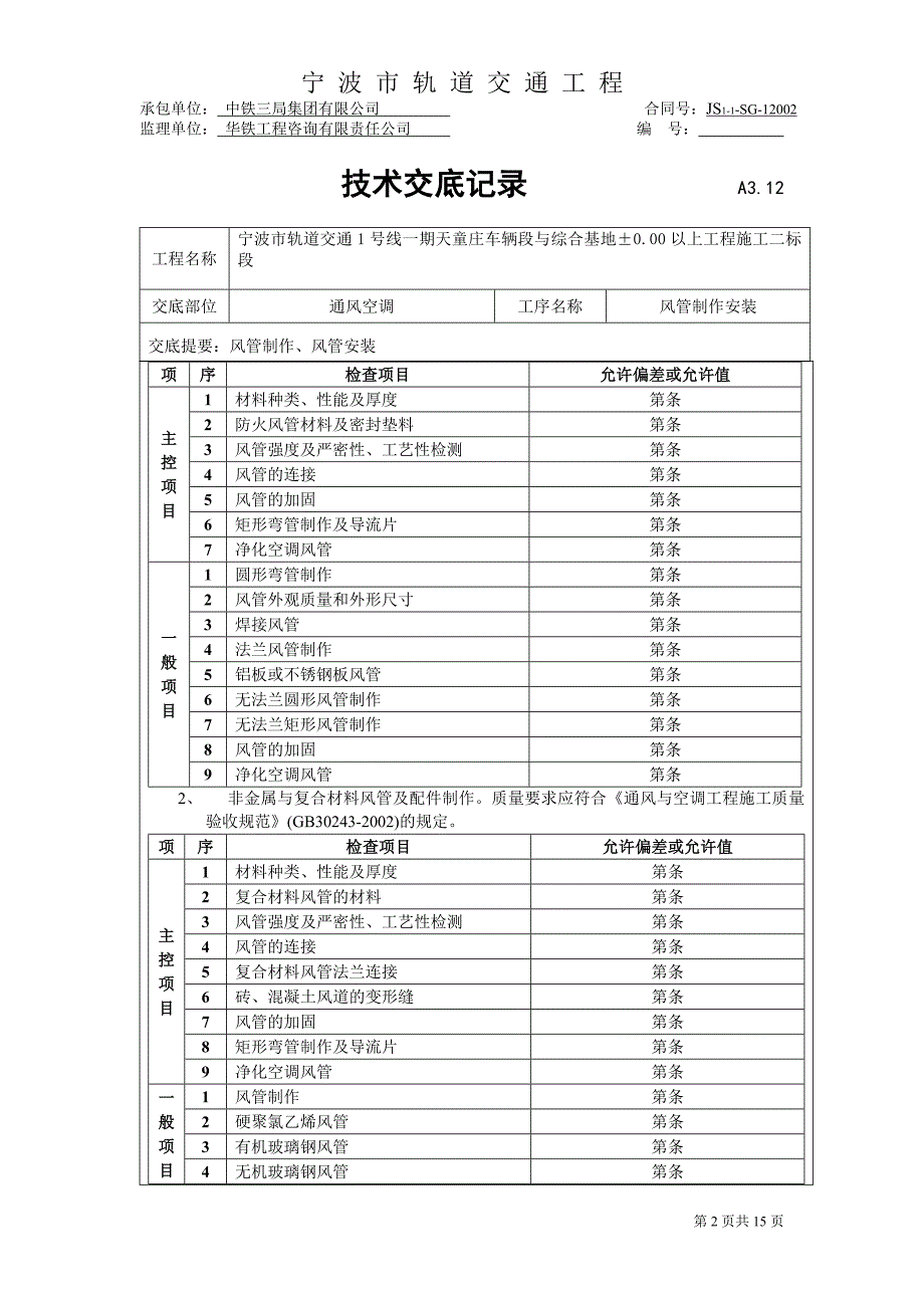 通风安装技术交底_第2页