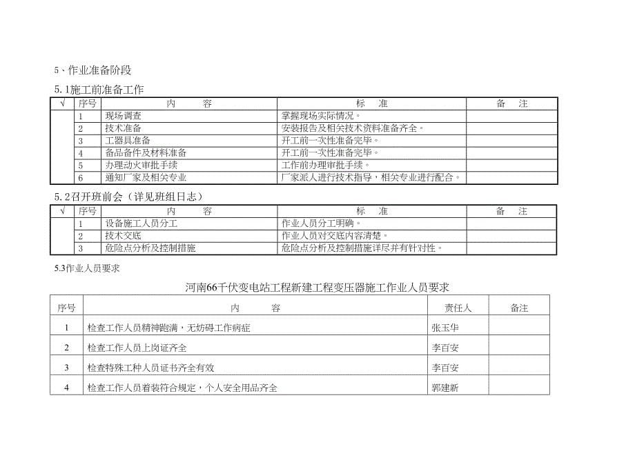 66kV主变压器安装作业指导书(DOC 15页)_第5页