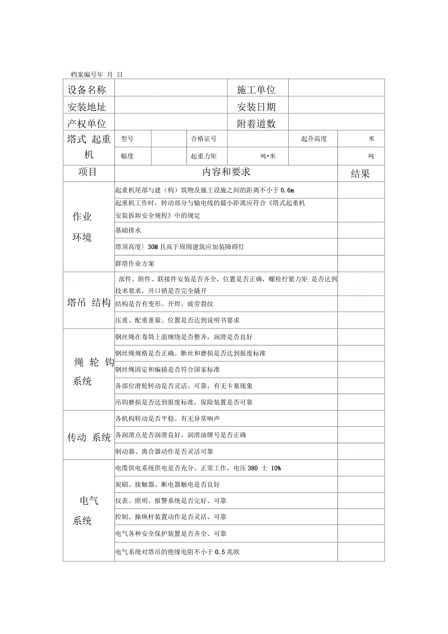 建筑施工塔吊安装质量自检验收报告_第2页