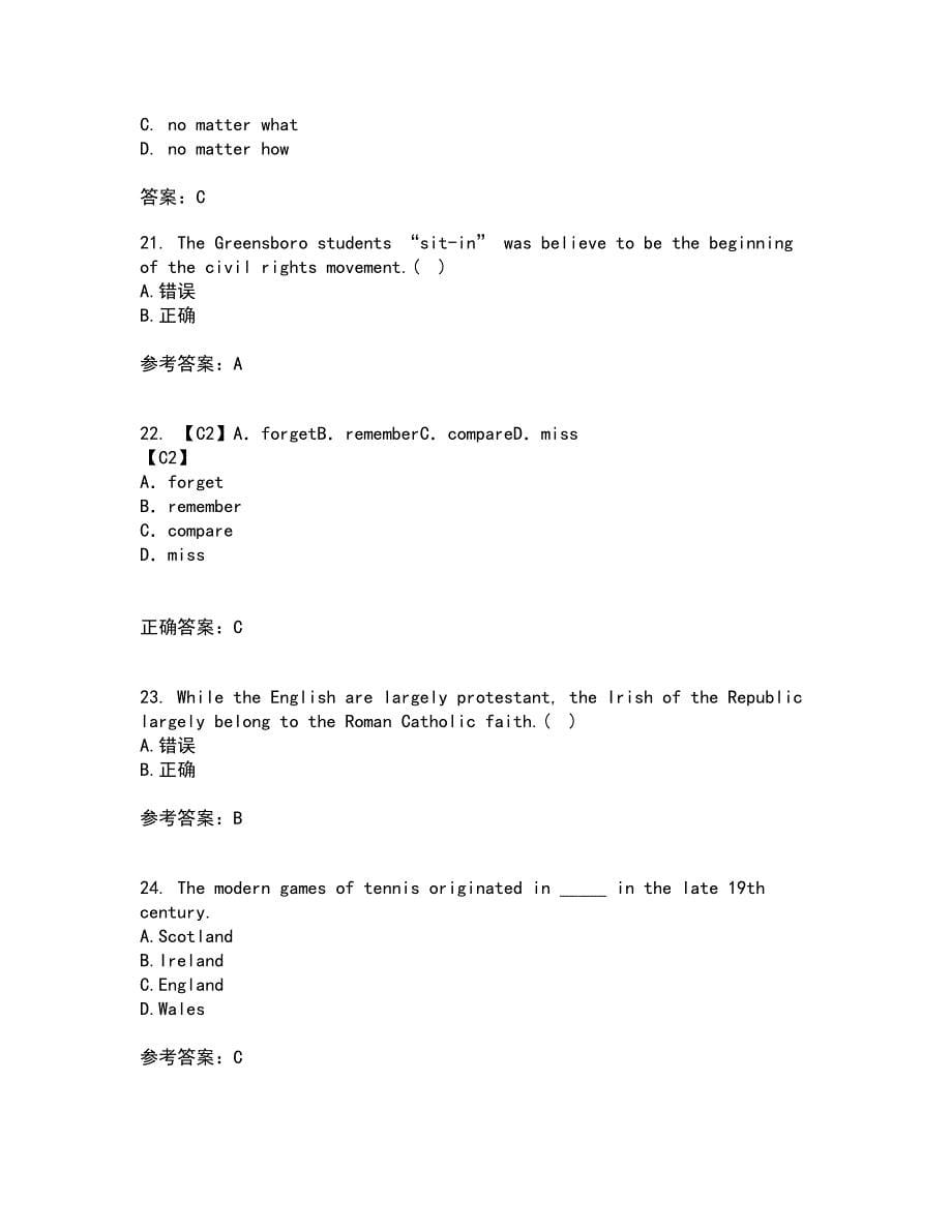 北京语言大学21秋《英语国家概况》在线作业三答案参考63_第5页