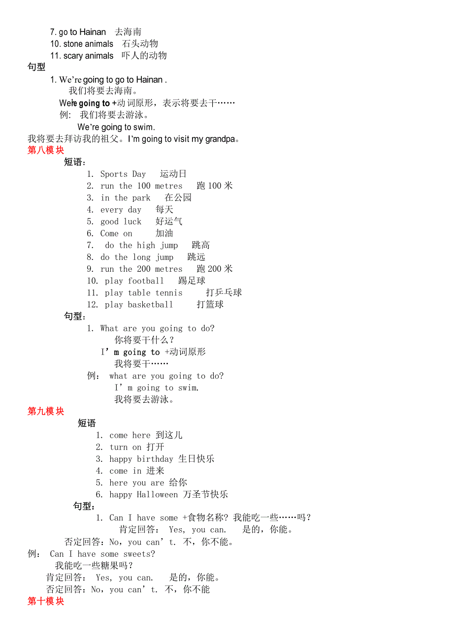 外研版四年级英语上册复习提纲_第4页