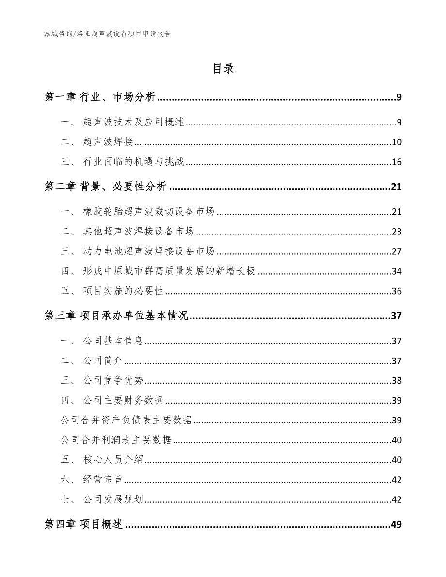 洛阳超声波设备项目申请报告【模板】_第1页