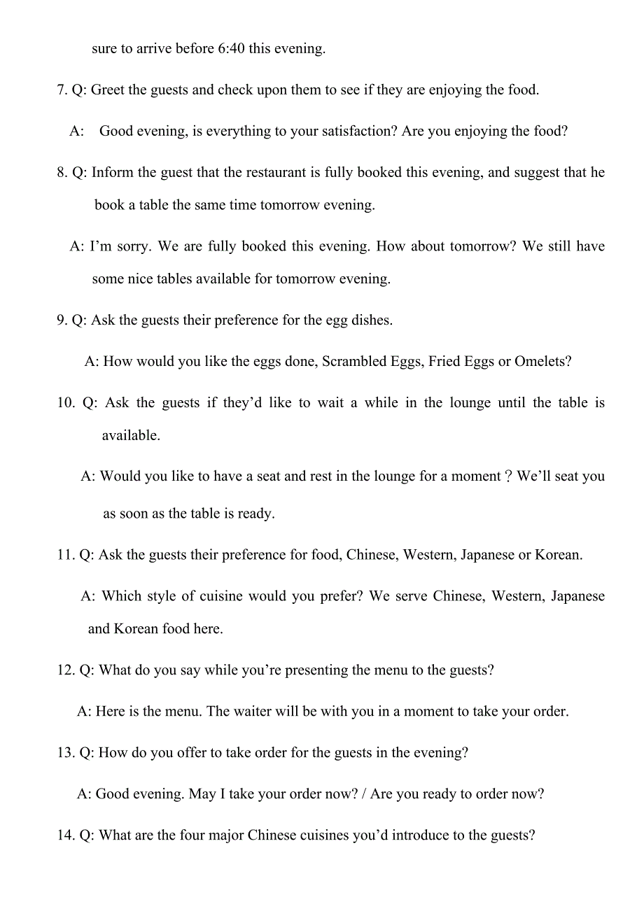 2023年2-职业院校技能大赛酒店服务赛项中餐宴会摆台项目英语口试题库_第2页