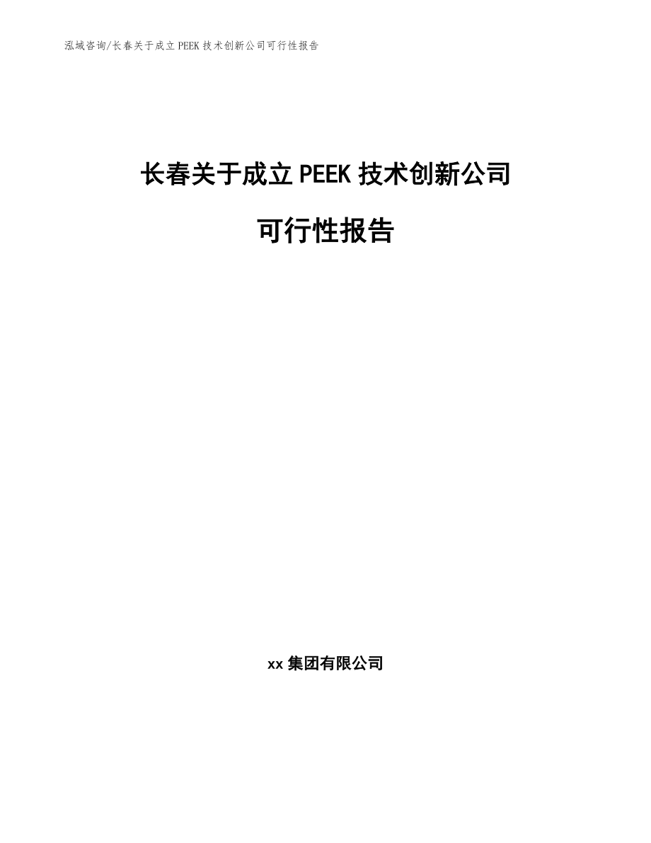 长春关于成立PEEK技术创新公司可行性报告
