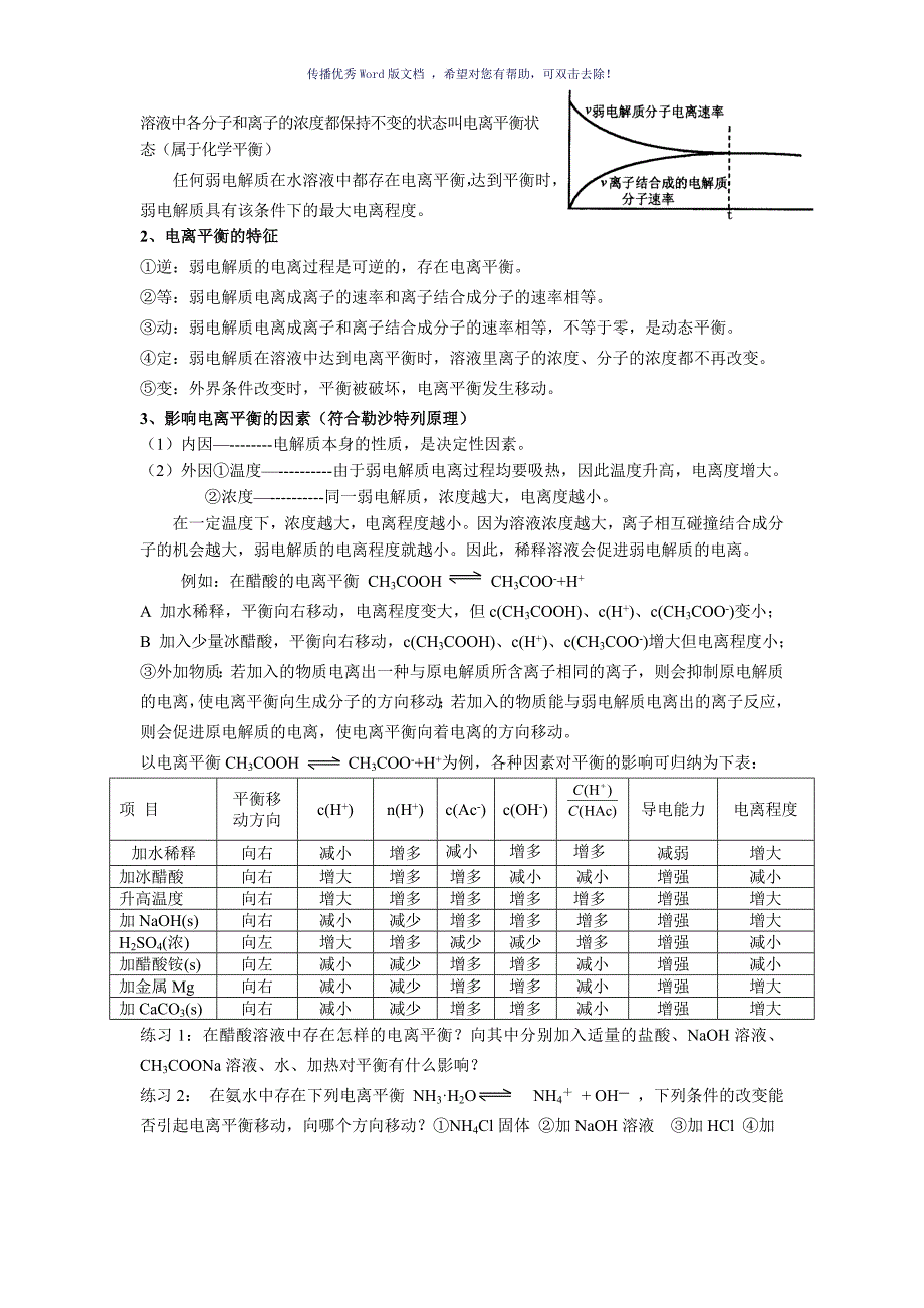 弱电解质的电离知识点Word版_第4页