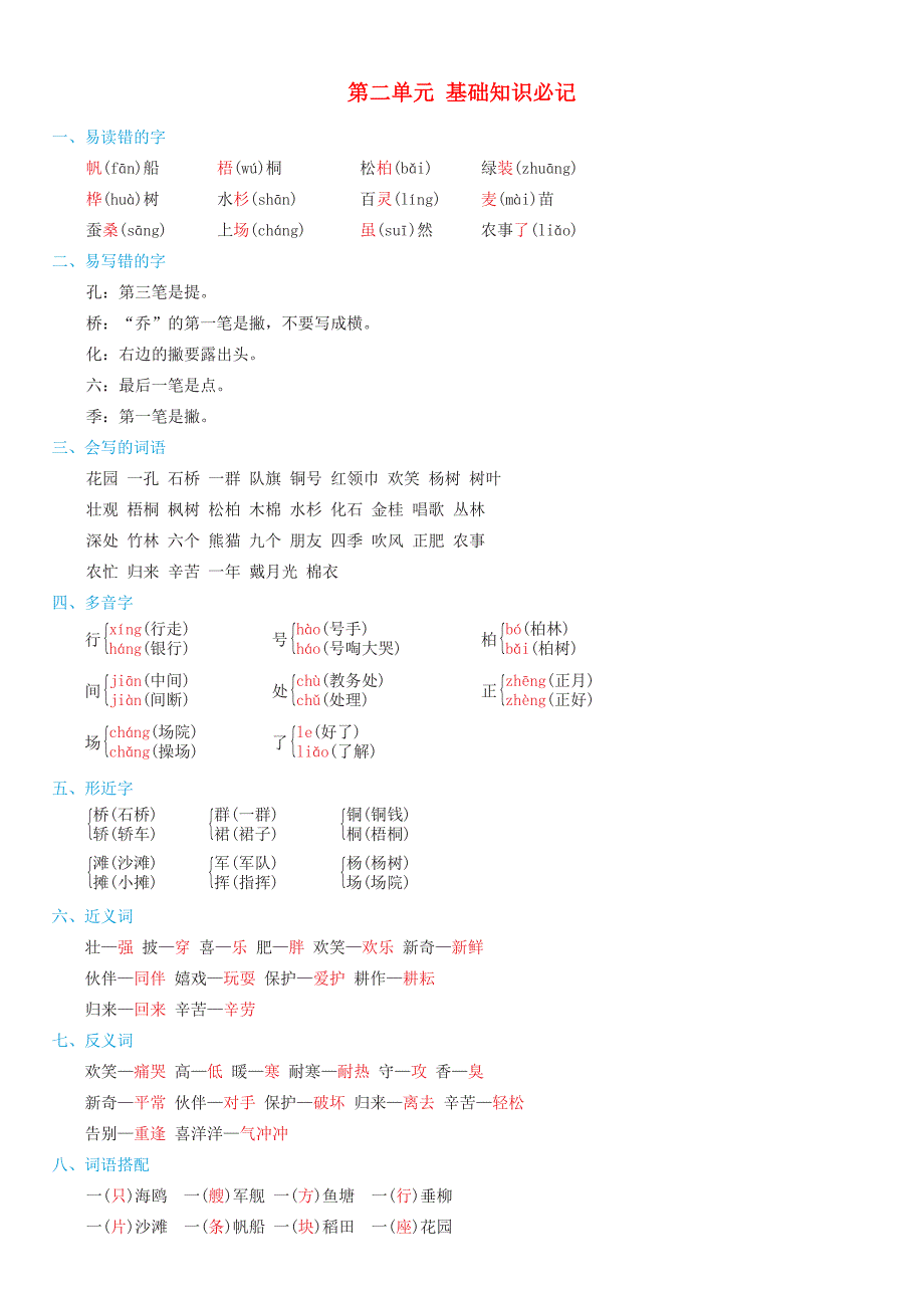 二年级语文上册第二单元知识必记新人教版素材_第1页