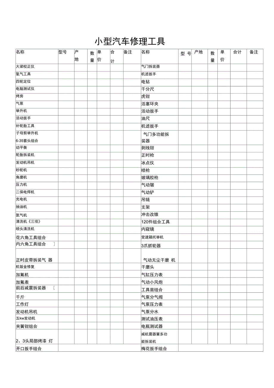 小型汽车修理工具_第1页