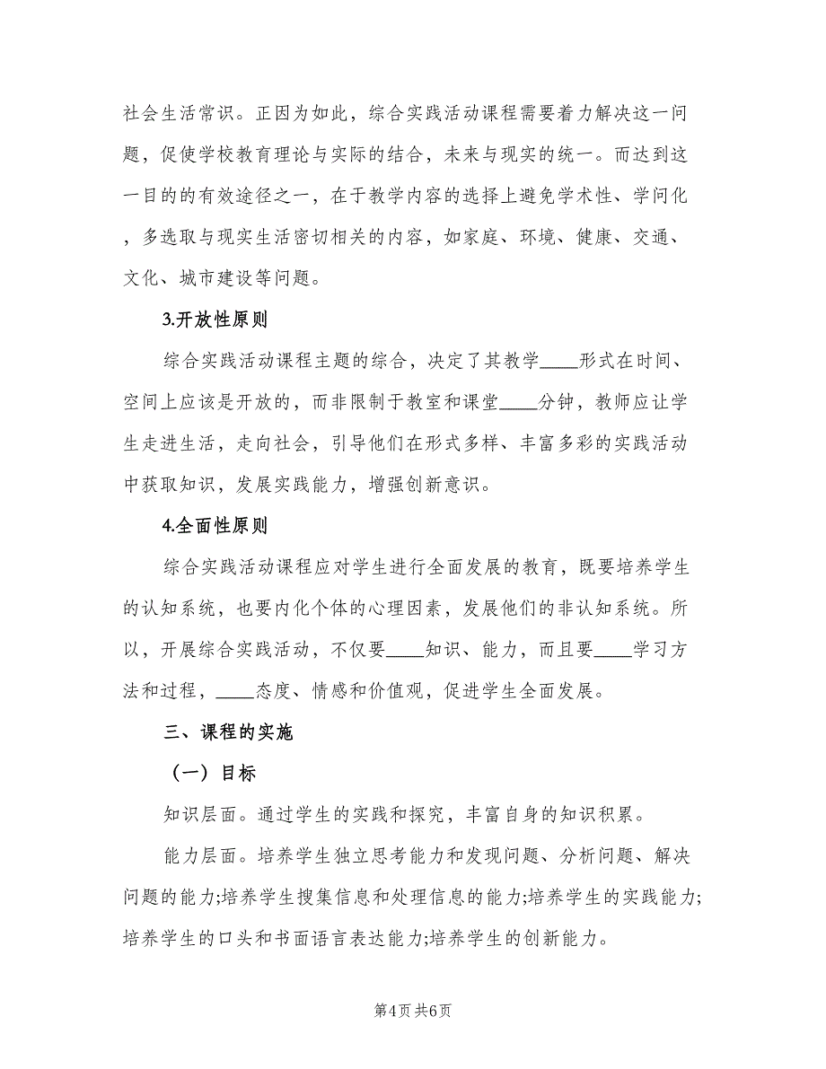 2023初中综合实践活动实施计划（二篇）.doc_第4页