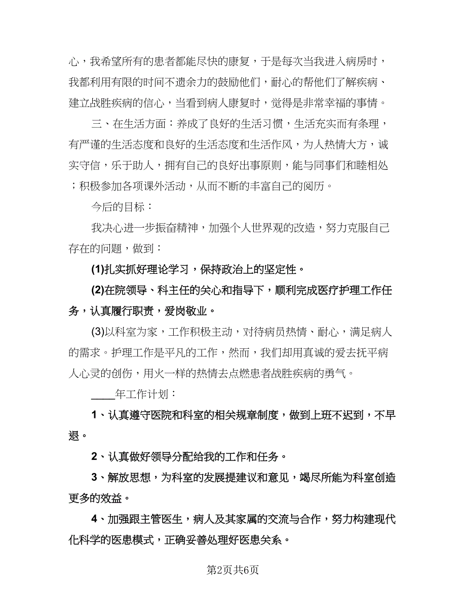 护士个人工作计划格式版（二篇）.doc_第2页