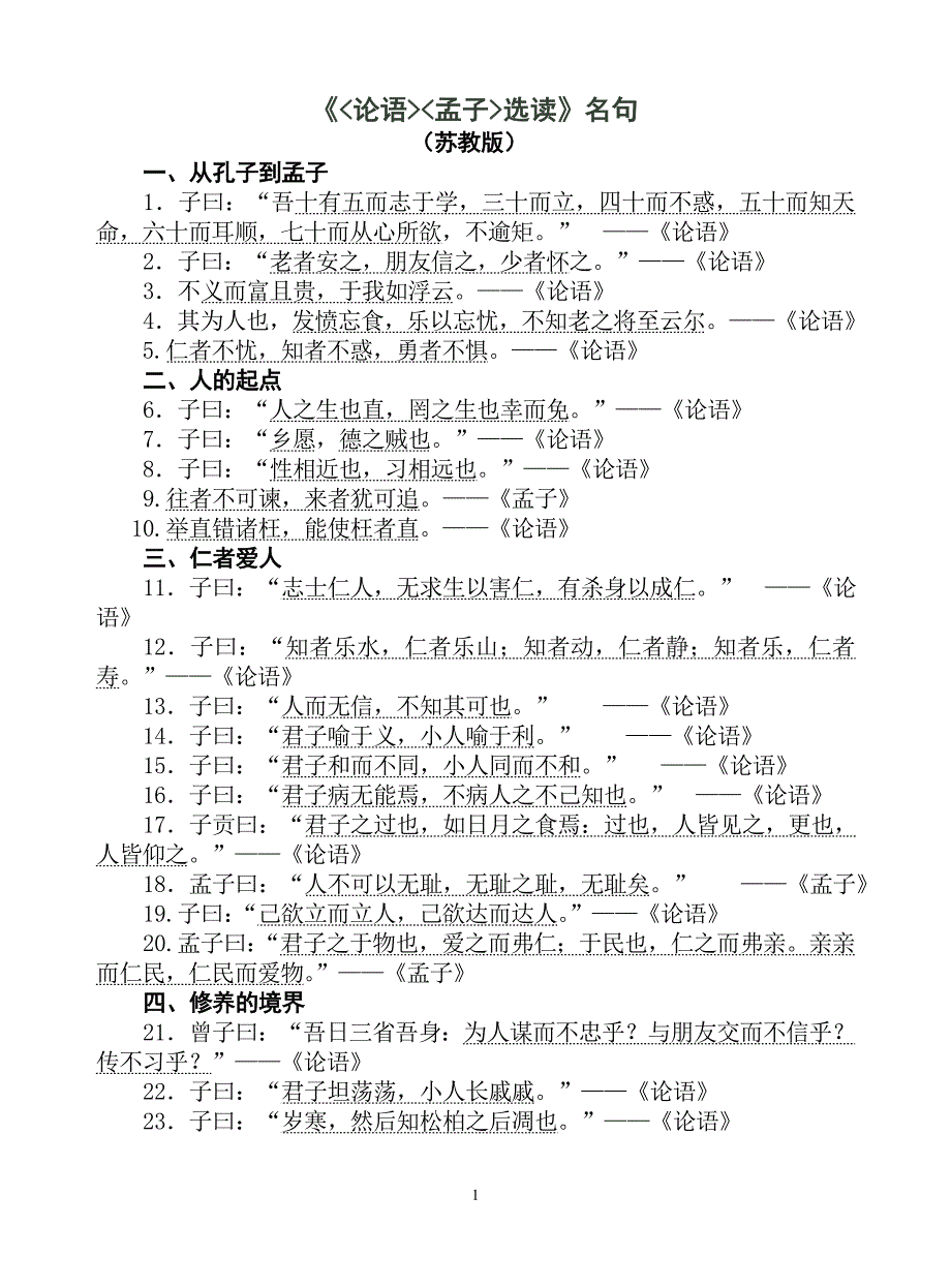 《论语》《孟子》选读_名句集锦论语孟子名句名句集锦选读名句孟子名言论语选读论语名句孟子名句孟子的名句.doc_第1页