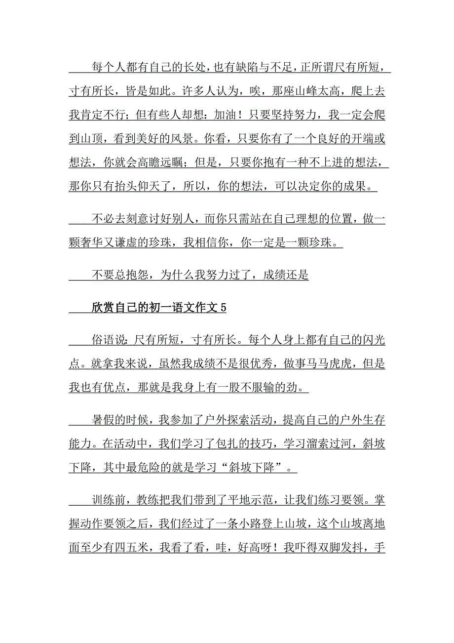 欣赏自己的初一语文作文_第4页