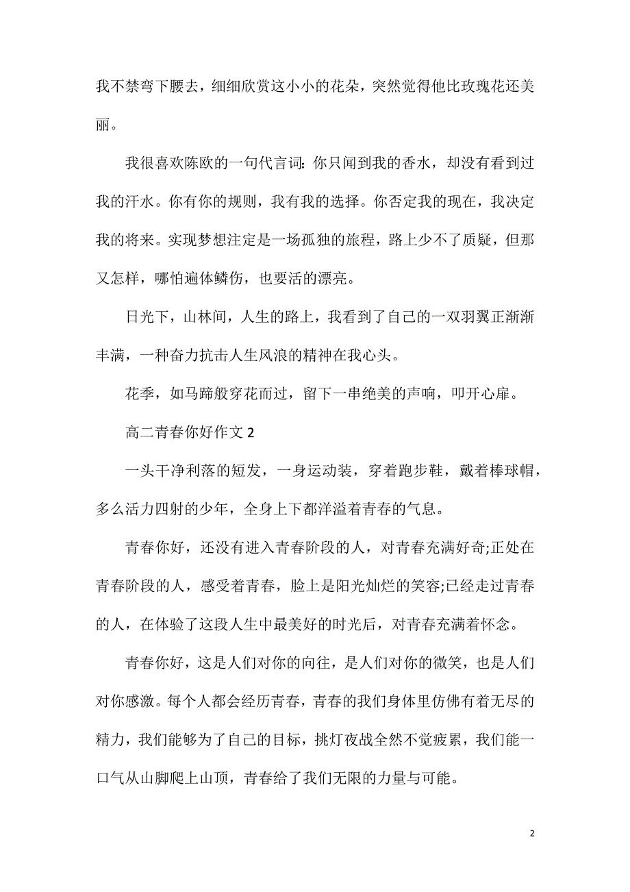 高二青春你好最新作文700字.doc_第2页