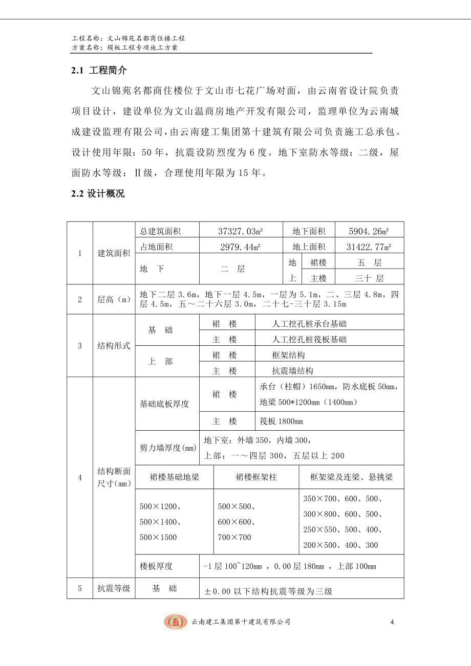 文山锦苑名都商住楼工程模板工程专项施工方案_第4页