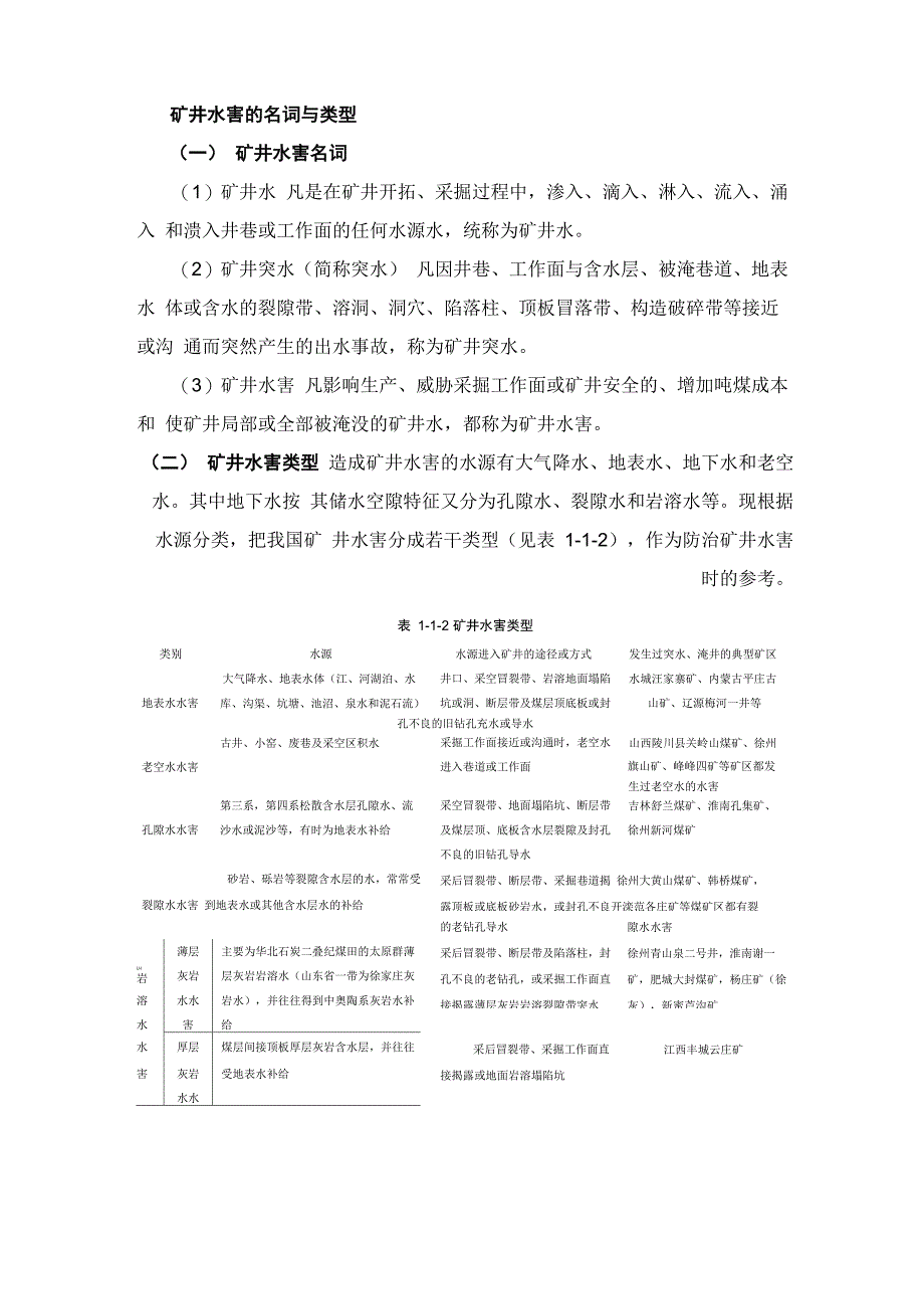 矿井水害的名词与类型_第1页
