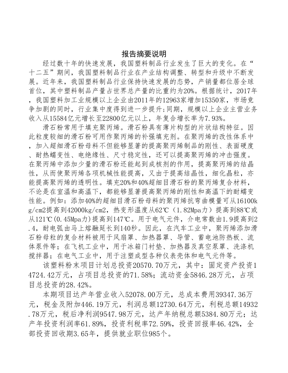武汉塑料粉末生产线建设项目研究报告(DOC 96页)_第2页