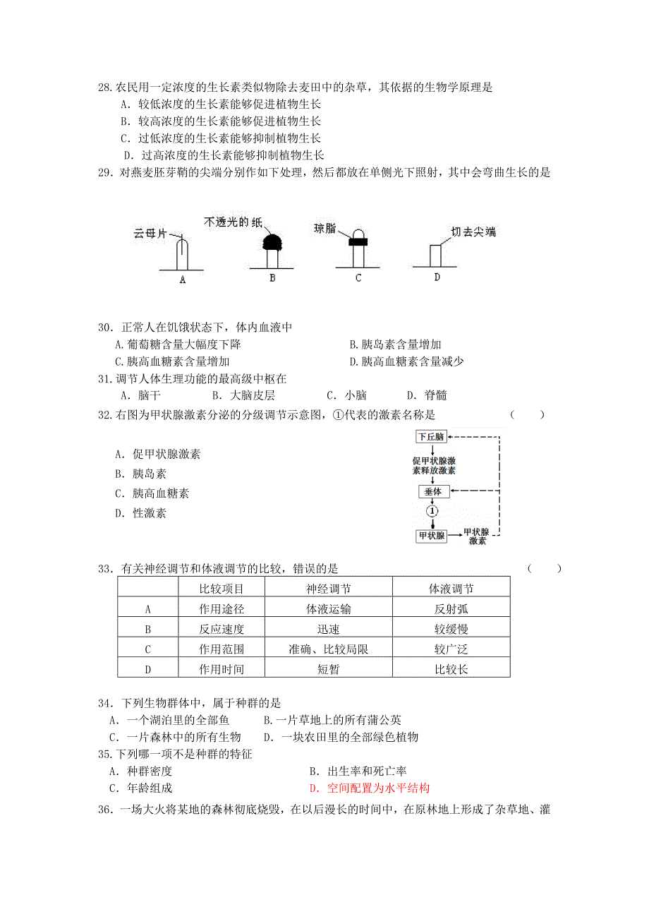 湘钢一中2012年高二年级高中毕业会考生物模拟试题.doc_第4页