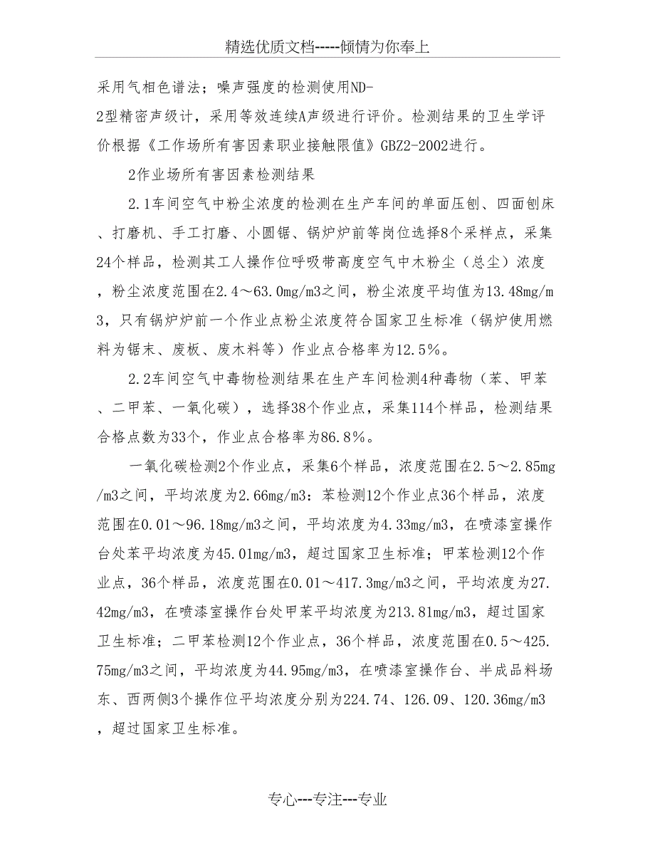 某家具制造企业职业病危害因素检测结果分析_第2页