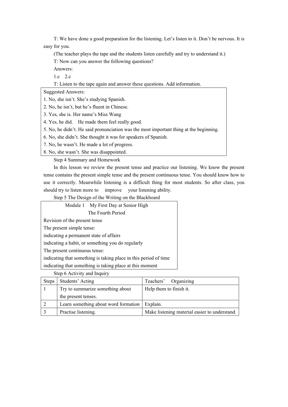 高中英语新课标外研版必修1教案（Module 1 4th period）_第3页