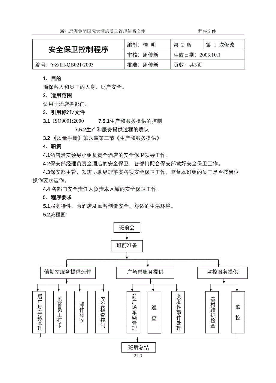 浙江远洲集团安全保卫控制程序（天选打工人）.docx_第1页