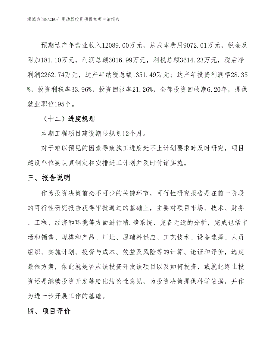 震动器投资项目立项申请报告_第4页