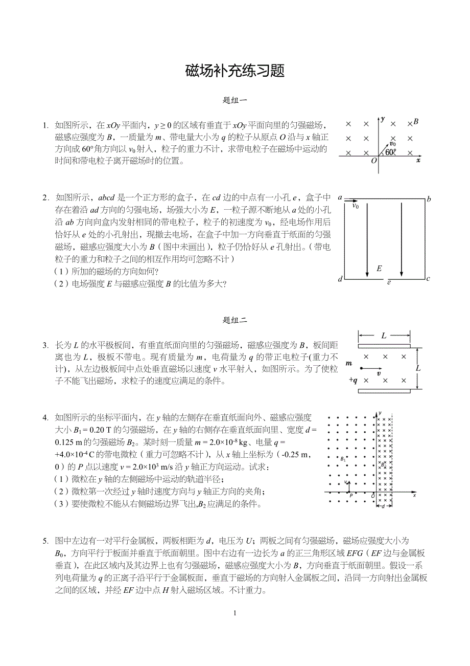 高中物理磁场经典习题题型分类含答案.doc_第1页