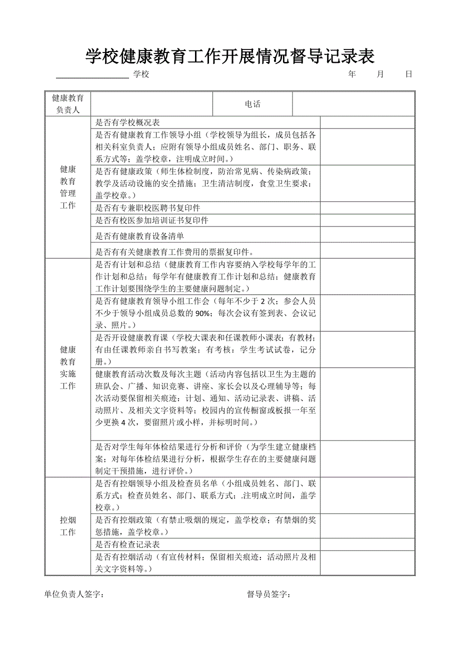 健康教育督导记录表.doc_第1页