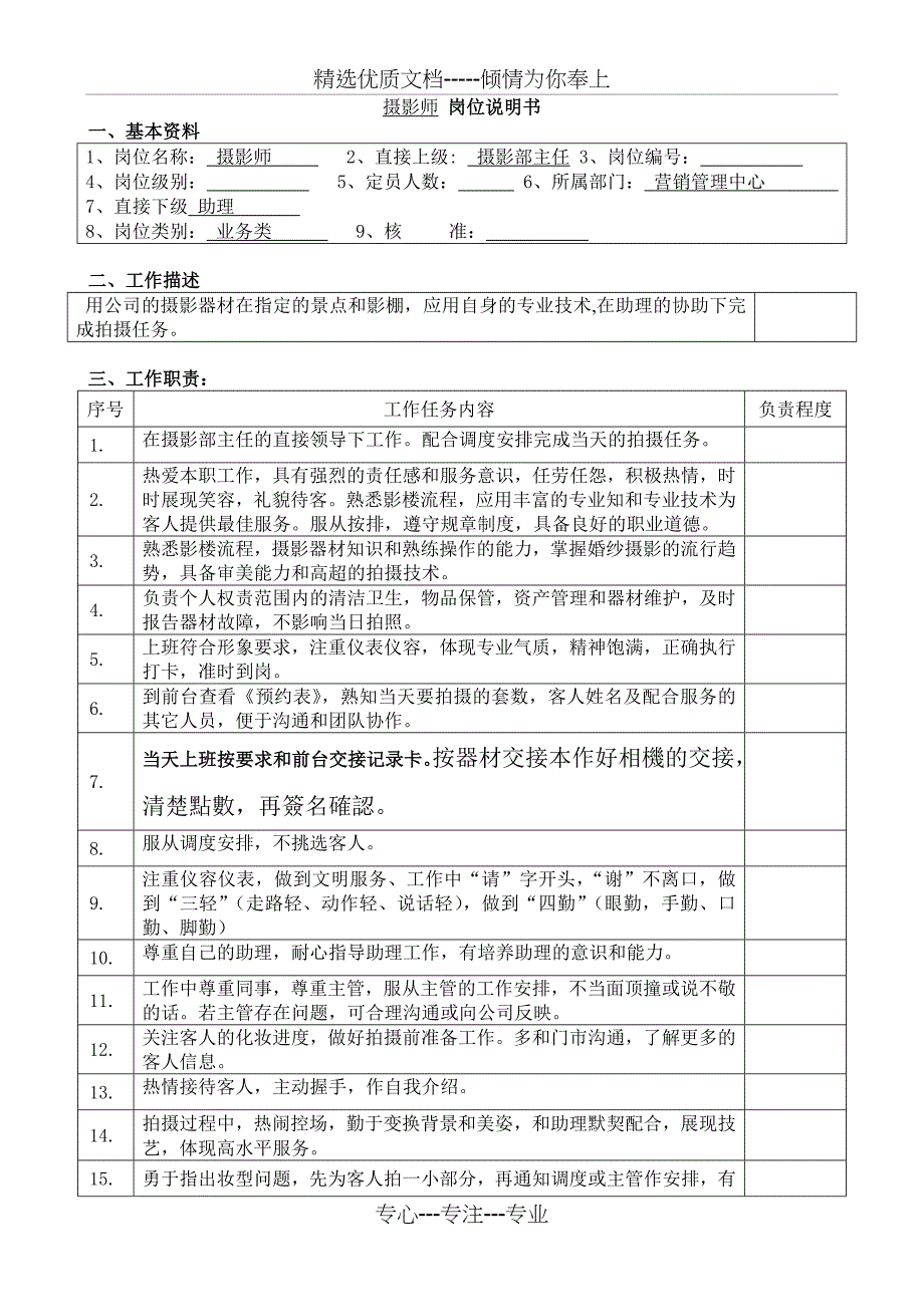 摄影师-岗位说明书_第1页