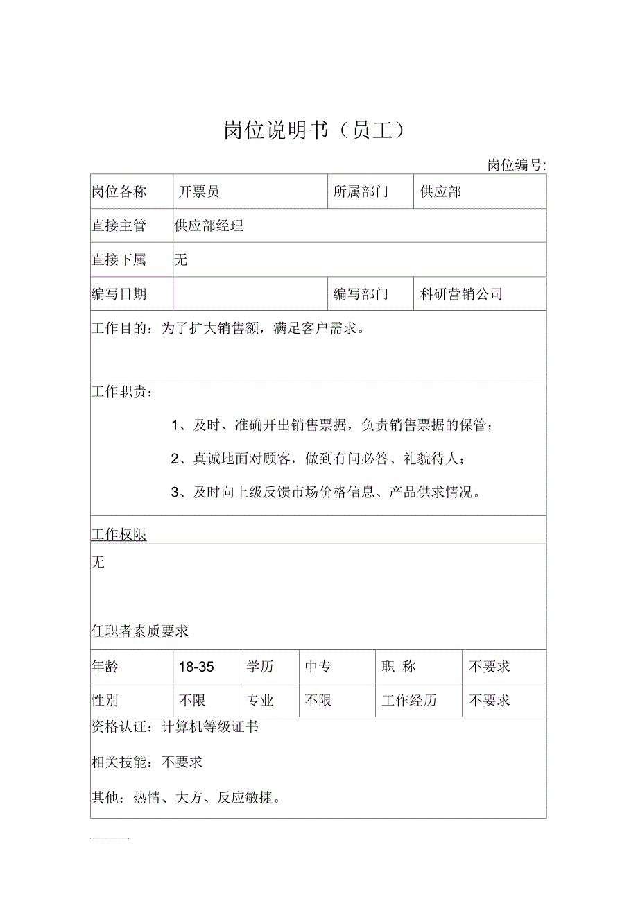 供应部开票员岗位职责_第1页