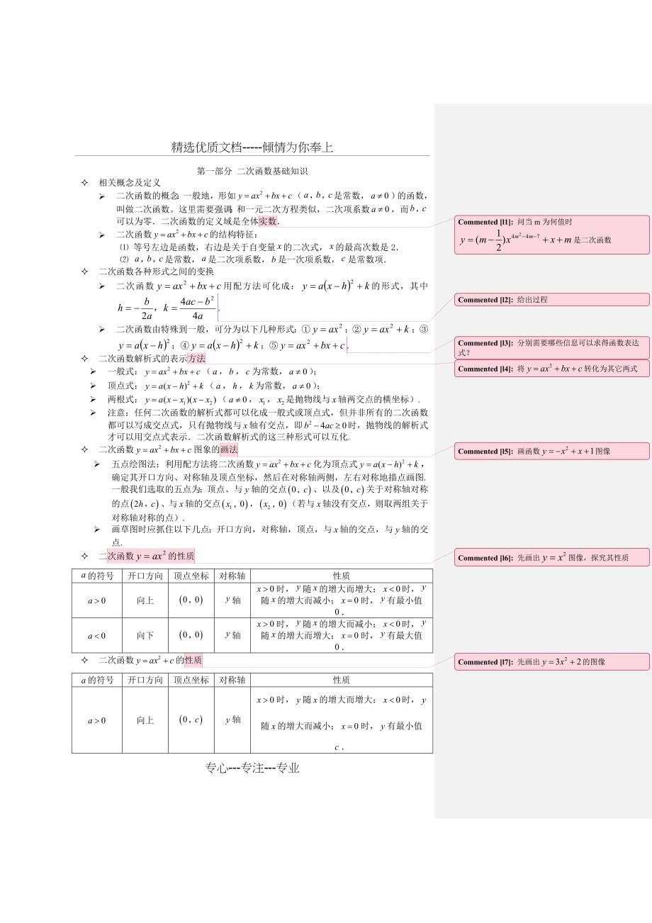 浙教版九年级上册二次函数知识点与题型总结(共6页)_第1页