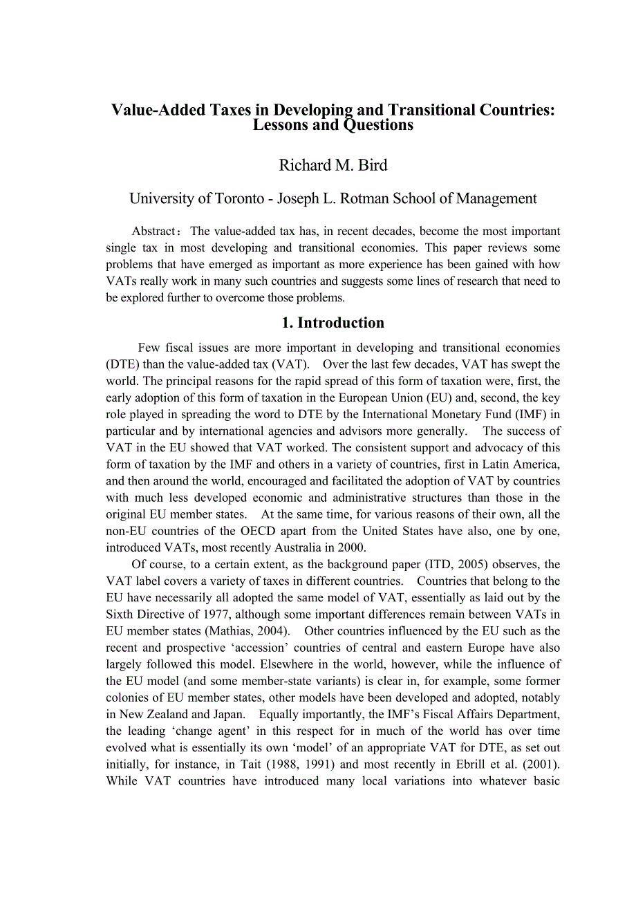 291.E关于增值税的税收筹划认识与思考外文原文_第1页