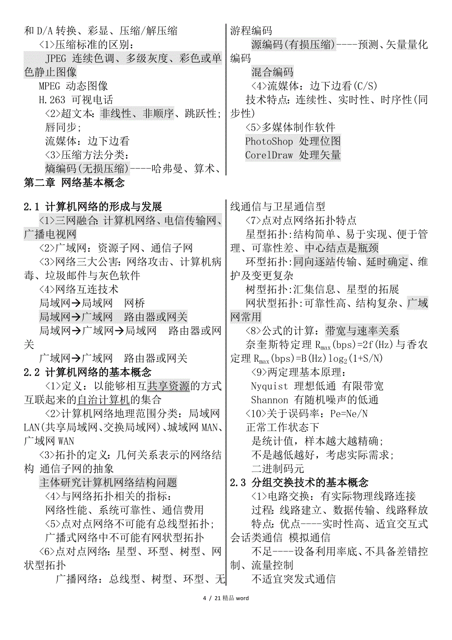 精品全国计算机等级考试三级网络技术复习资料汇总_第4页