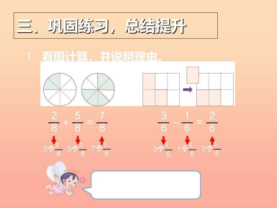 2022三年级数学上册8.5同分母分数加减法课件新人教版_第5页