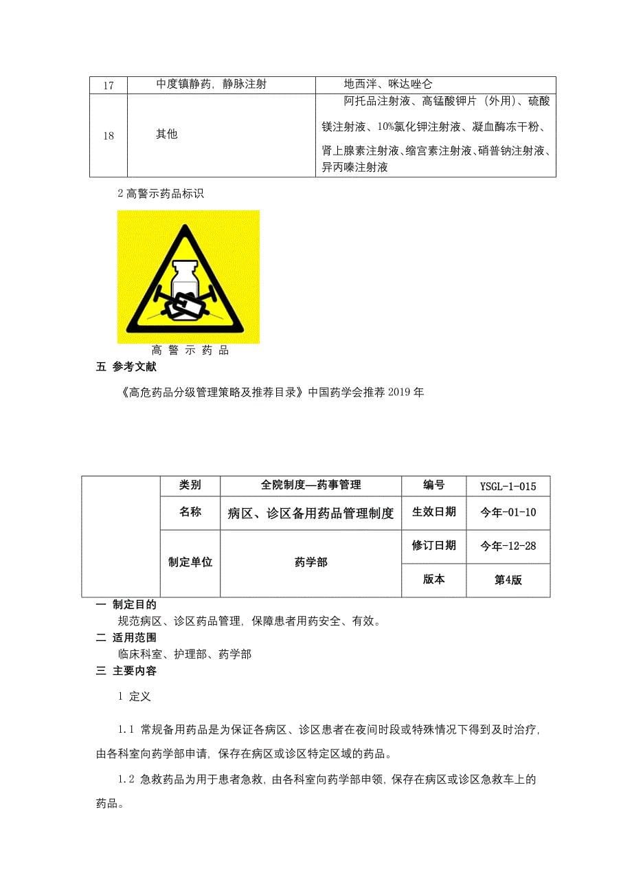 患者自带药品管理制度高警示药品管理制度病区诊区备用药品管理制度.docx_第5页