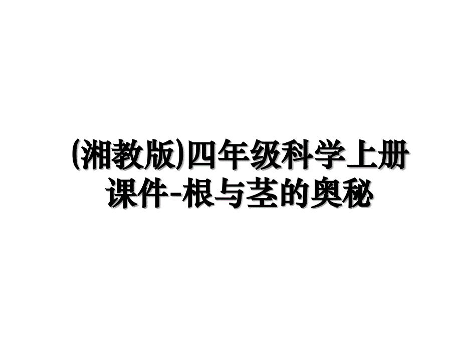 湘教版四年级科学上册课件根与茎的奥秘_第1页