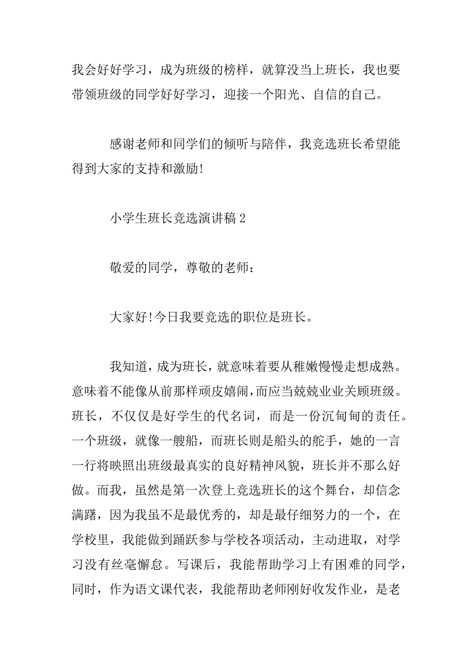 2023年小学生班长竞选演讲稿范文_第3页